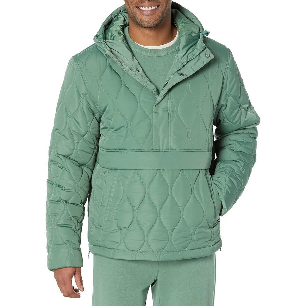 Men's Anorak Hooded Quarter-Zip Puffer Coat
